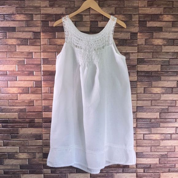 Womens Medium TG. U Italian Made Linen White Embroidered Summer Dress - Picture 1 of 12